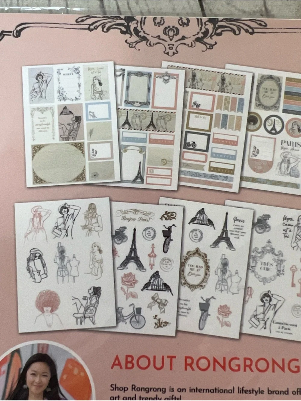 Rongrong Enchante Vintage Paris Inspired Planner Stickers 8 Pages